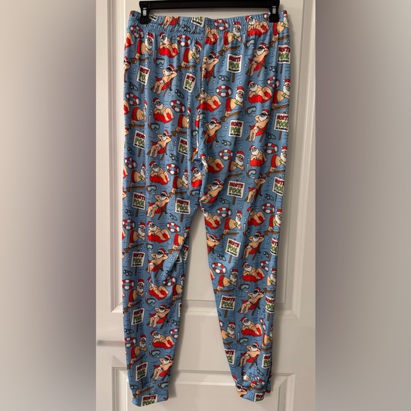 #1496 Main and Local Christmas Holiday Poolside Santa Sleep Pants Pajama Bottoms - Picture 2 of 10
